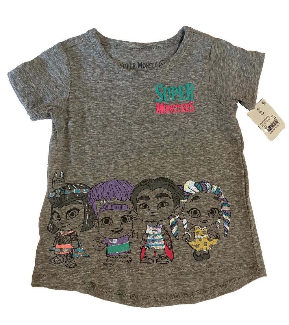 Super Monsters Netflix Cleo Katya Drac Zoe Baby Girls 12M Gray T-Shirt NWT